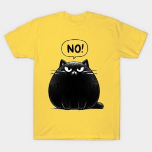 Black Cute Cat Says No T-Shirt